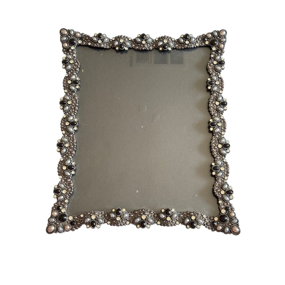 Jeweled 8x10 Photo Frame Whimsygoth Gothic Black Pearl Rhinestone Vanity Frame